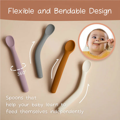 Silicone Baby Spoons, Set of 4, Soft Tip - Summer Popsicles
