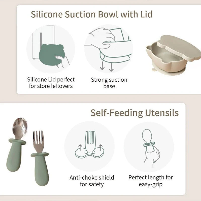 Baby Suction Bowl Set - Green